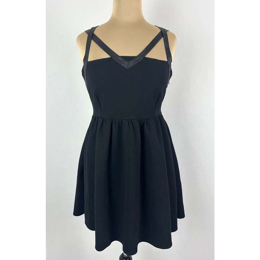 Sea Gypsies XL Black Mini Dress Faux Leather Indie Sleaze Grunge Goth Vampy